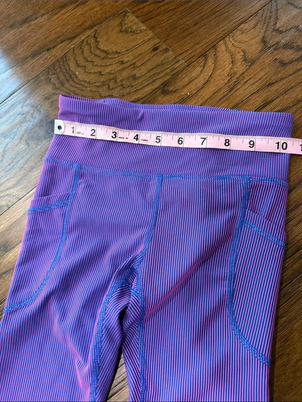 Old Navy Powersoft brand Purple & Blue Stripe Performance Leggings with Pockets